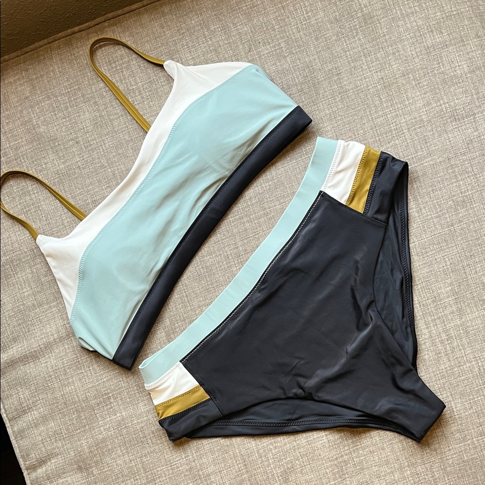 Prana Baja Bound Color Block Bikini Set L/XL New
